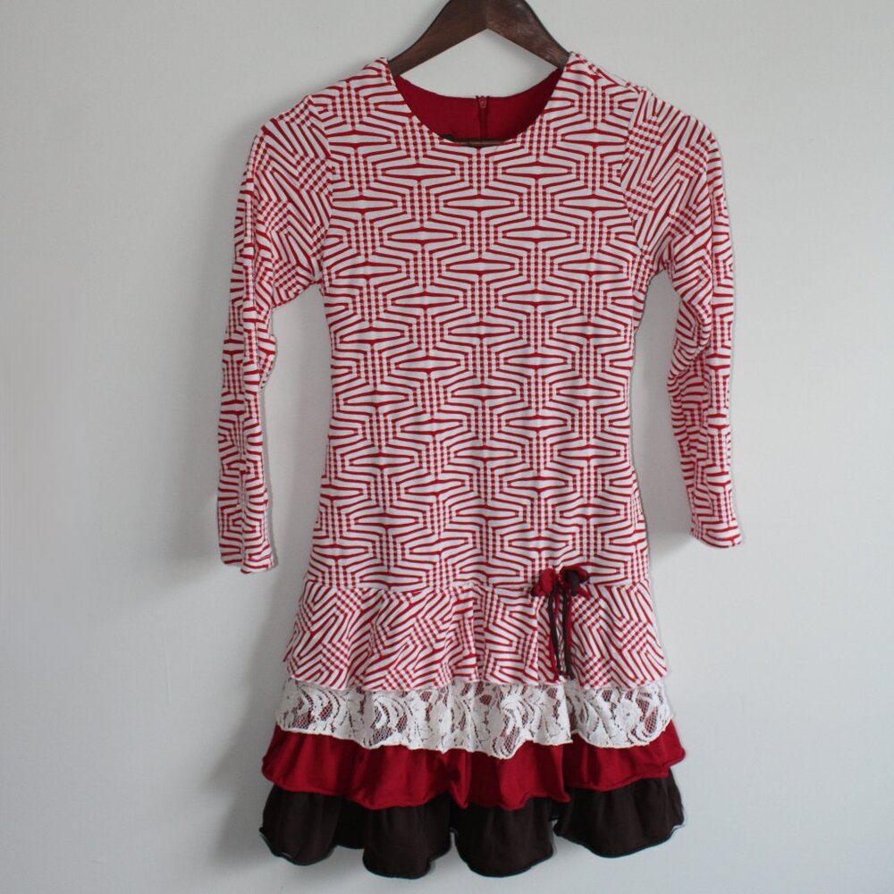 Isobella and Chloe | Long Sleeve Red and White